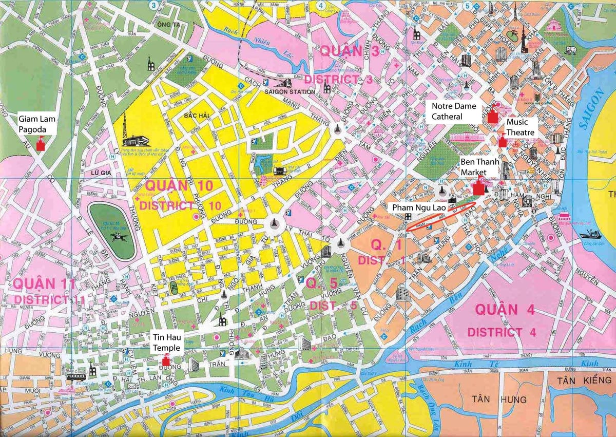 saigon เขตบนแผนที่