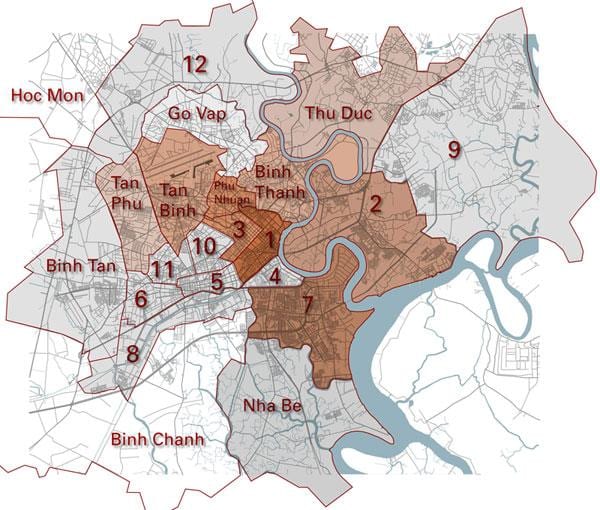 เขตบนแผนที่ saigon